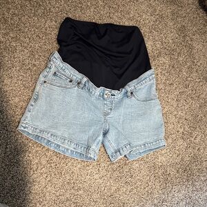 Abercrombie Light Blue Denim Dad Maternity Shorts